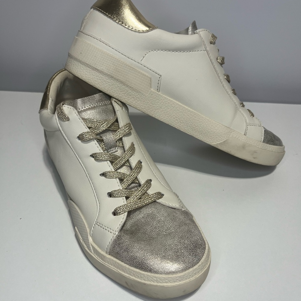 Dolce Vita Women's Cream and Gold Zina Sneakers Size 10